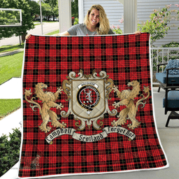 Scottish Macqueen Clan Badge Tartan Plaid Lion Crest Premium Quilt Scottish Plaid Tartan Plaid - ScotsTee - scotstee.com