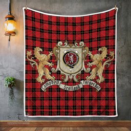Scottish Macqueen Clan Badge Tartan Plaid Lion Crest Premium Quilt Scottish Plaid Tartan Plaid - ScotsTee - scotstee.com