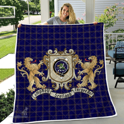 Scottish Crichton Clan Badge Tartan Plaid Lion Crest Premium Quilt Scottish Plaid Tartan Plaid - ScotsTee - scotstee.com