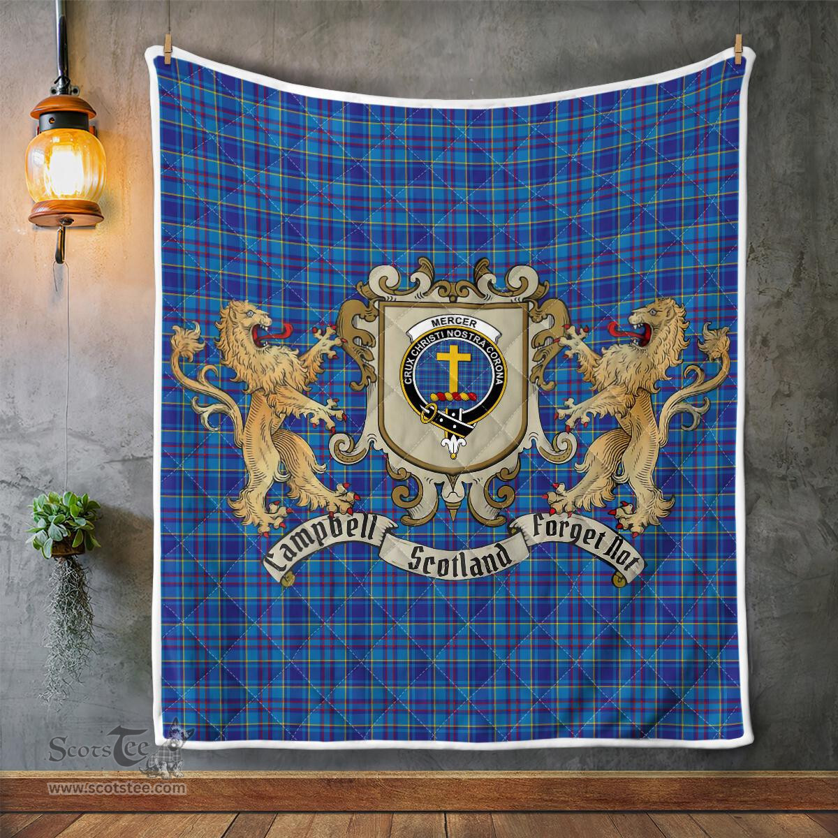 Scottish Mercer Clan Badge Tartan Plaid Lion Crest Premium Quilt Scottish Plaid Tartan Plaid - ScotsTee - scotstee.com