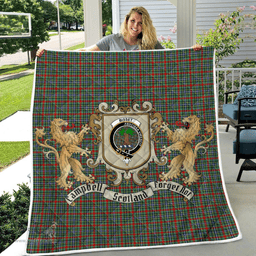 Scottish Bisset Clan Badge Tartan Plaid Lion Crest Premium Quilt Scottish Plaid Tartan Plaid - ScotsTee - scotstee.com