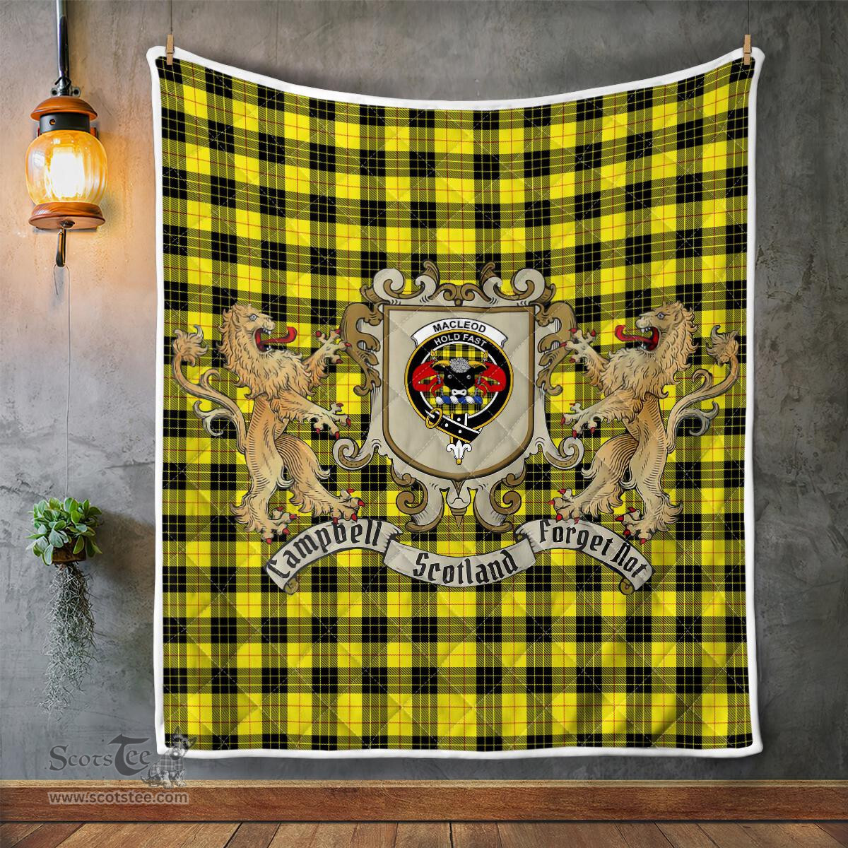 Scottish Macleod Of Lewis Clan Badge Tartan Plaid Lion Crest Premium Quilt Scottish Plaid Tartan Plaid - ScotsTee - scotstee.com