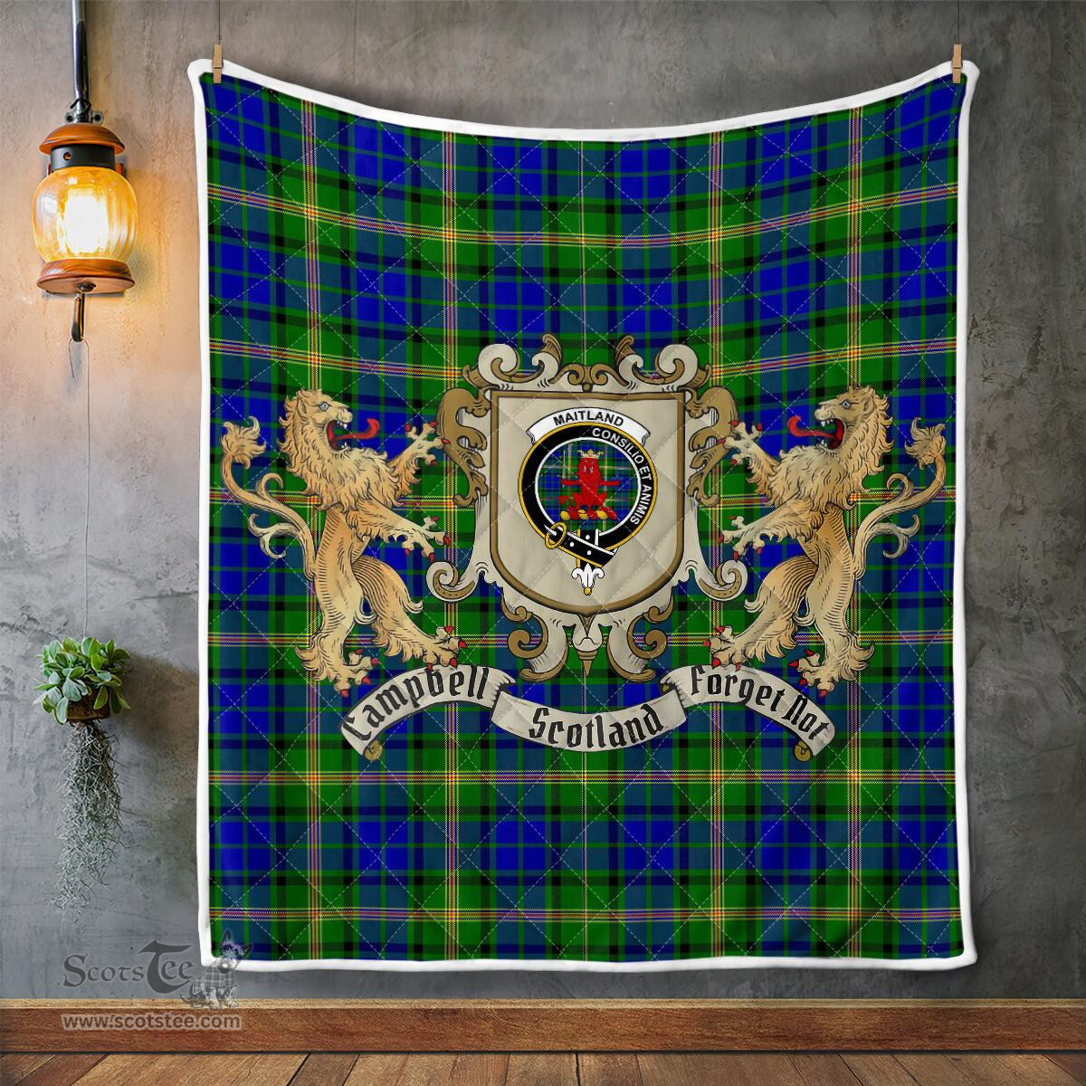Scottish Maitland Clan Badge Tartan Plaid Lion Crest Premium Quilt Scottish Plaid Tartan Plaid - ScotsTee - scotstee.com