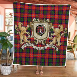 Scottish Charteris Earls Of Wemyss Clan Badge Tartan Plaid Lion Crest Premium Quilt Scottish Plaid Tartan Plaid - ScotsTee - scotstee.com