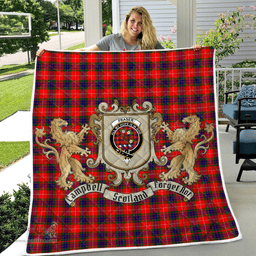 Scottish Fraser Clan Badge Tartan Plaid Lion Crest Premium Quilt Scottish Plaid Tartan Plaid - ScotsTee - scotstee.com