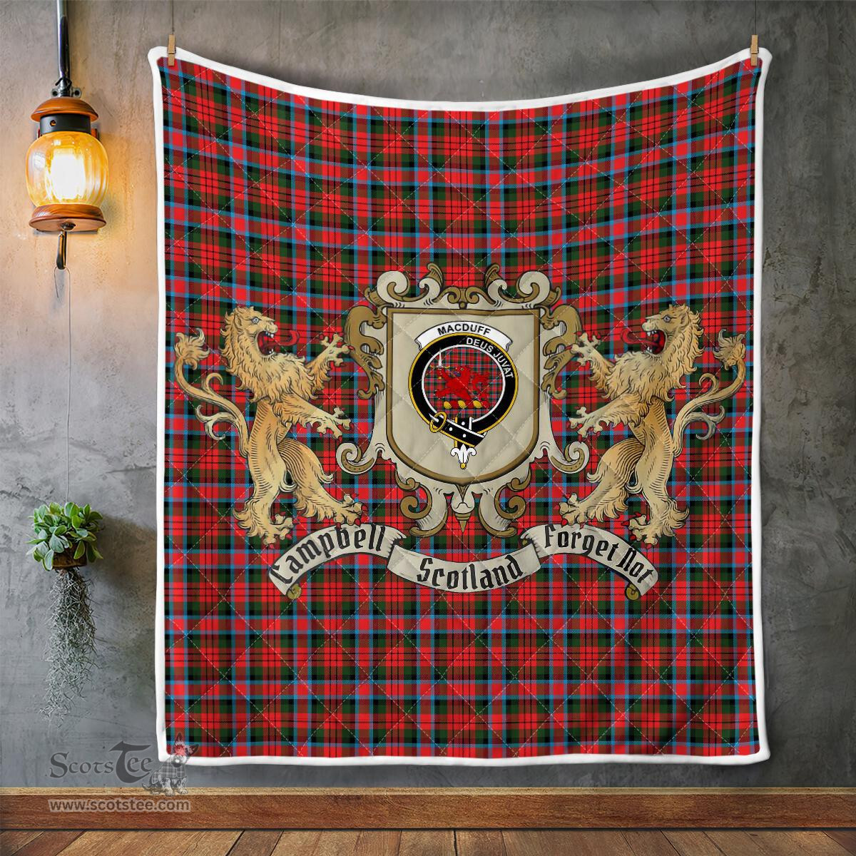 Scottish Macduff Clan Badge Tartan Plaid Lion Crest Premium Quilt Scottish Plaid Tartan Plaid - ScotsTee - scotstee.com