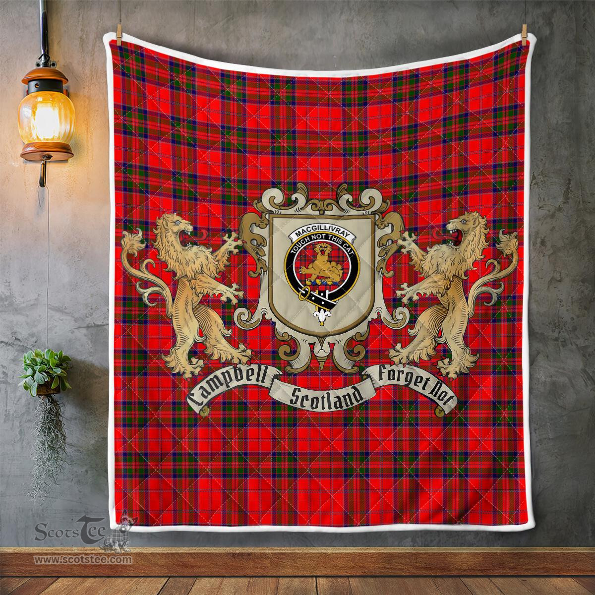 Scottish Macgillivray Clan Badge Tartan Plaid Lion Crest Premium Quilt Scottish Plaid Tartan Plaid - ScotsTee - scotstee.com