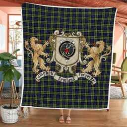 Scottish Colquhoun Clan Badge Tartan Plaid Lion Crest Premium Quilt Scottish Plaid Tartan Plaid - ScotsTee - scotstee.com