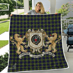 Scottish Colquhoun Clan Badge Tartan Plaid Lion Crest Premium Quilt Scottish Plaid Tartan Plaid - ScotsTee - scotstee.com