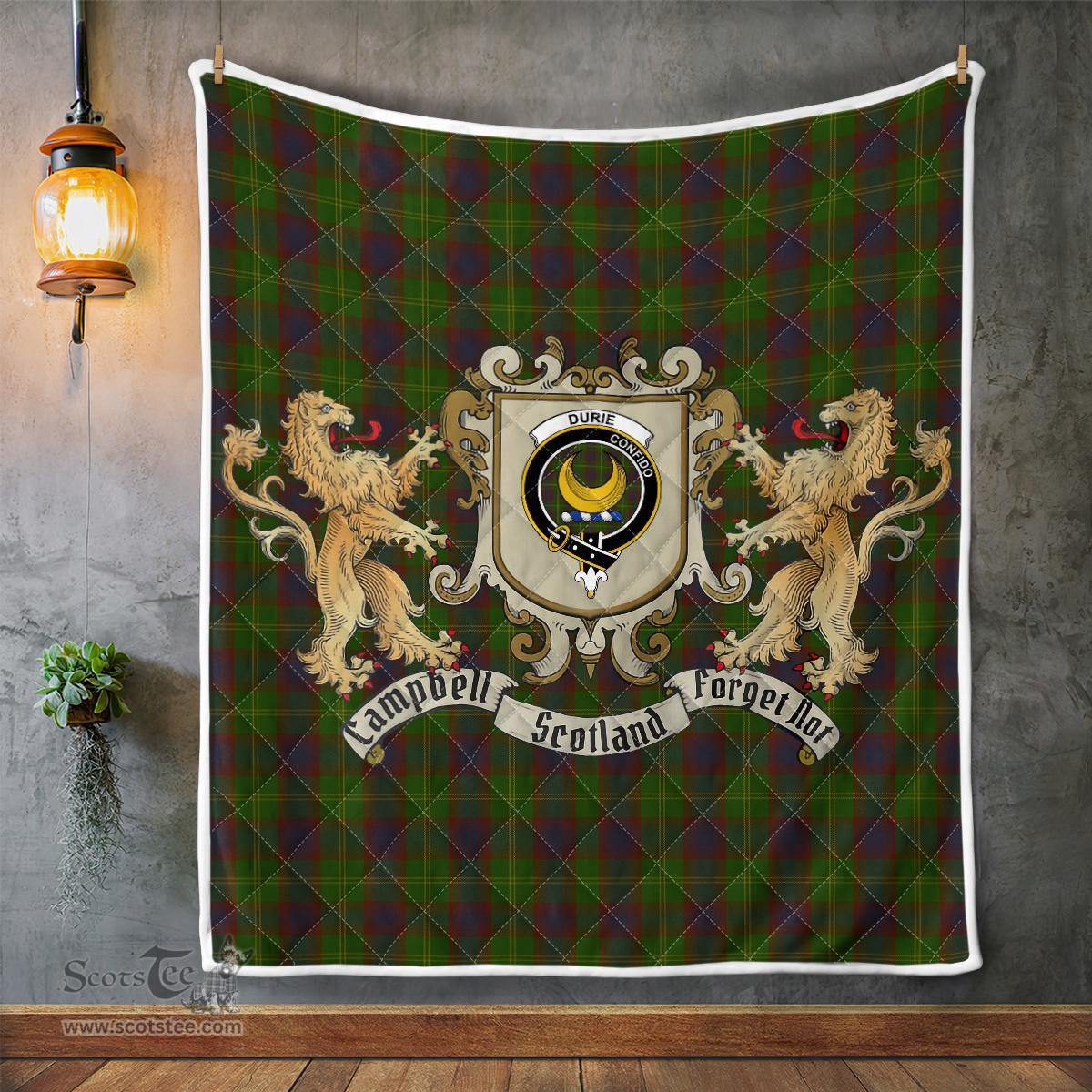 Scottish Durie Clan Badge Tartan Plaid Lion Crest Premium Quilt Scottish Plaid Tartan Plaid - ScotsTee - scotstee.com