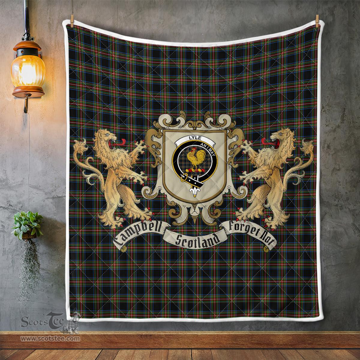 Scottish Lyle Clan Badge Tartan Plaid Lion Crest Premium Quilt Scottish Plaid Tartan Plaid - ScotsTee - scotstee.com