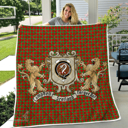 Scottish Lennox Clan Badge Tartan Plaid Lion Crest Premium Quilt Scottish Plaid Tartan Plaid - ScotsTee - scotstee.com