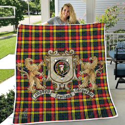 Scottish Buchanan Clan Badge Tartan Plaid Lion Crest Premium Quilt Scottish Plaid Tartan Plaid - ScotsTee - scotstee.com