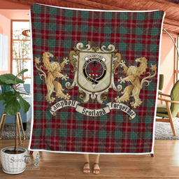Scottish Crawford Clan Badge Tartan Plaid Lion Crest Premium Quilt Scottish Plaid Tartan Plaid - ScotsTee - scotstee.com
