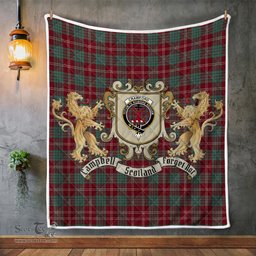 Scottish Crawford Clan Badge Tartan Plaid Lion Crest Premium Quilt Scottish Plaid Tartan Plaid - ScotsTee - scotstee.com