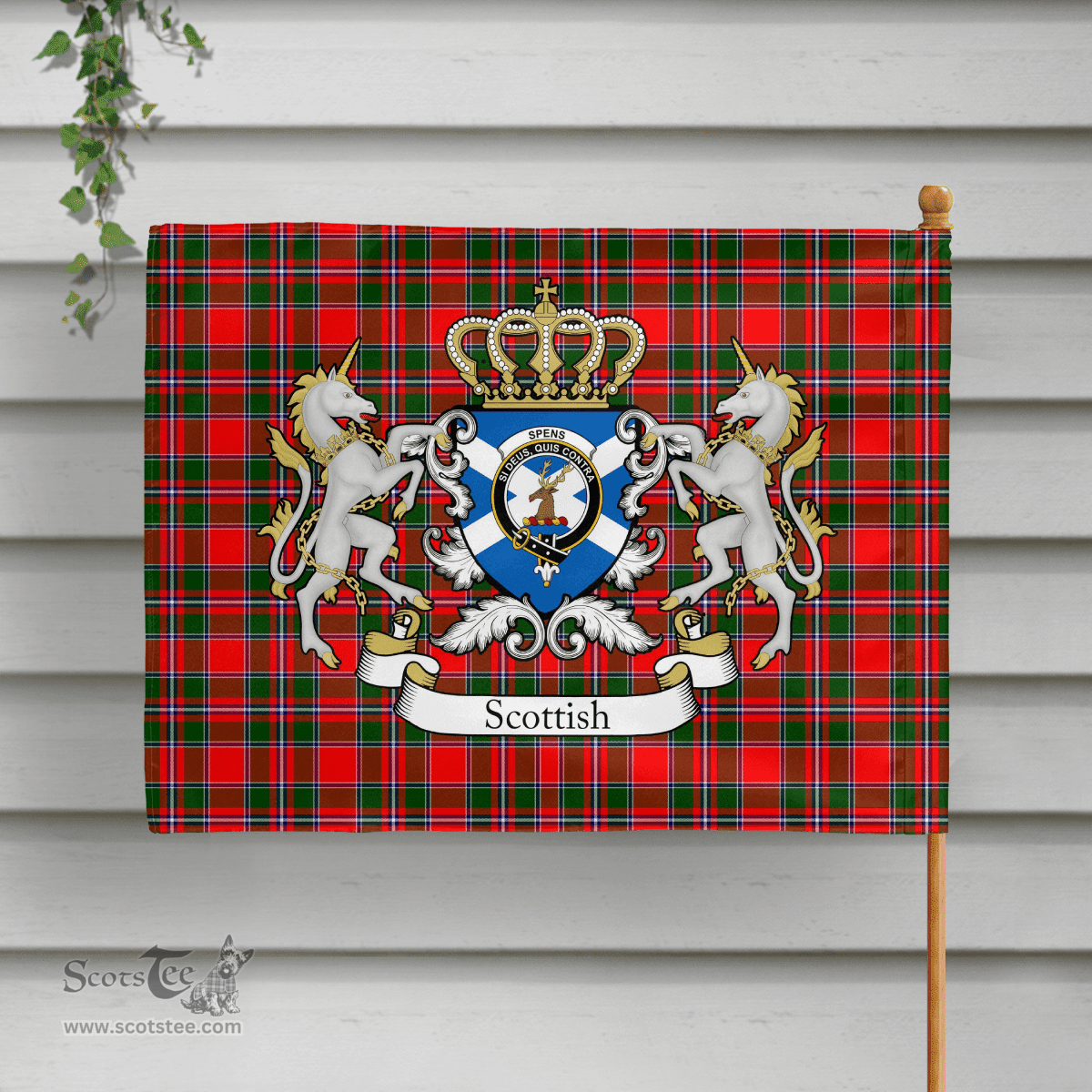Scottish Spens Clan Badge Tartan Coat of Arm Garden Flag - Tartan Plaid Flags Scottish Plaid Tartan Plaid - ScotsTee - scotstee.com