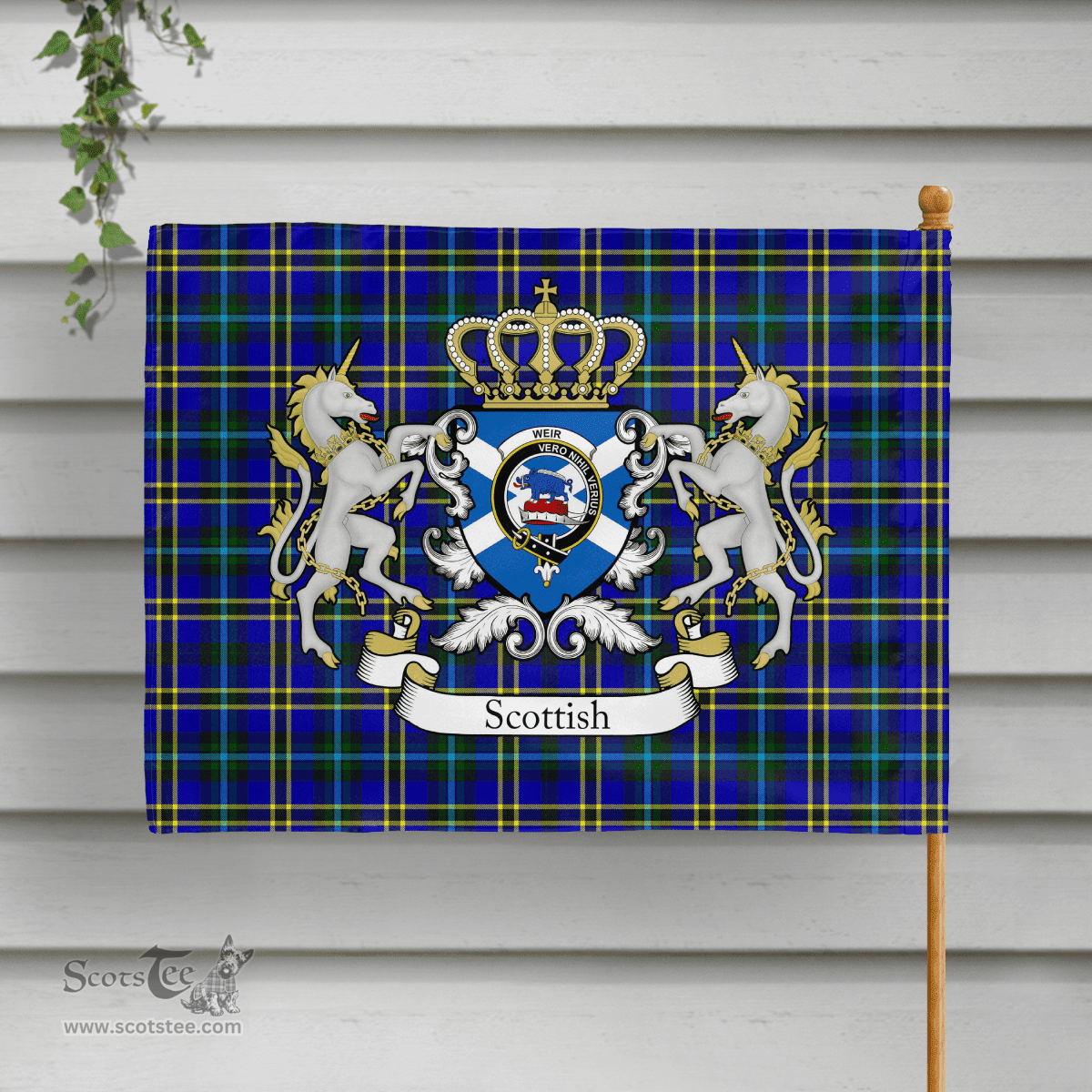 Scottish Weir Clan Badge Tartan Coat of Arm Garden Flag - Tartan Plaid Flags Scottish Plaid Tartan Plaid - ScotsTee - scotstee.com