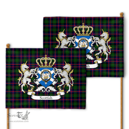 Scottish Urquhart Clan Badge Tartan Coat of Arm Garden Flag - Tartan Plaid Flags Scottish Plaid Tartan Plaid - ScotsTee - scotstee.com