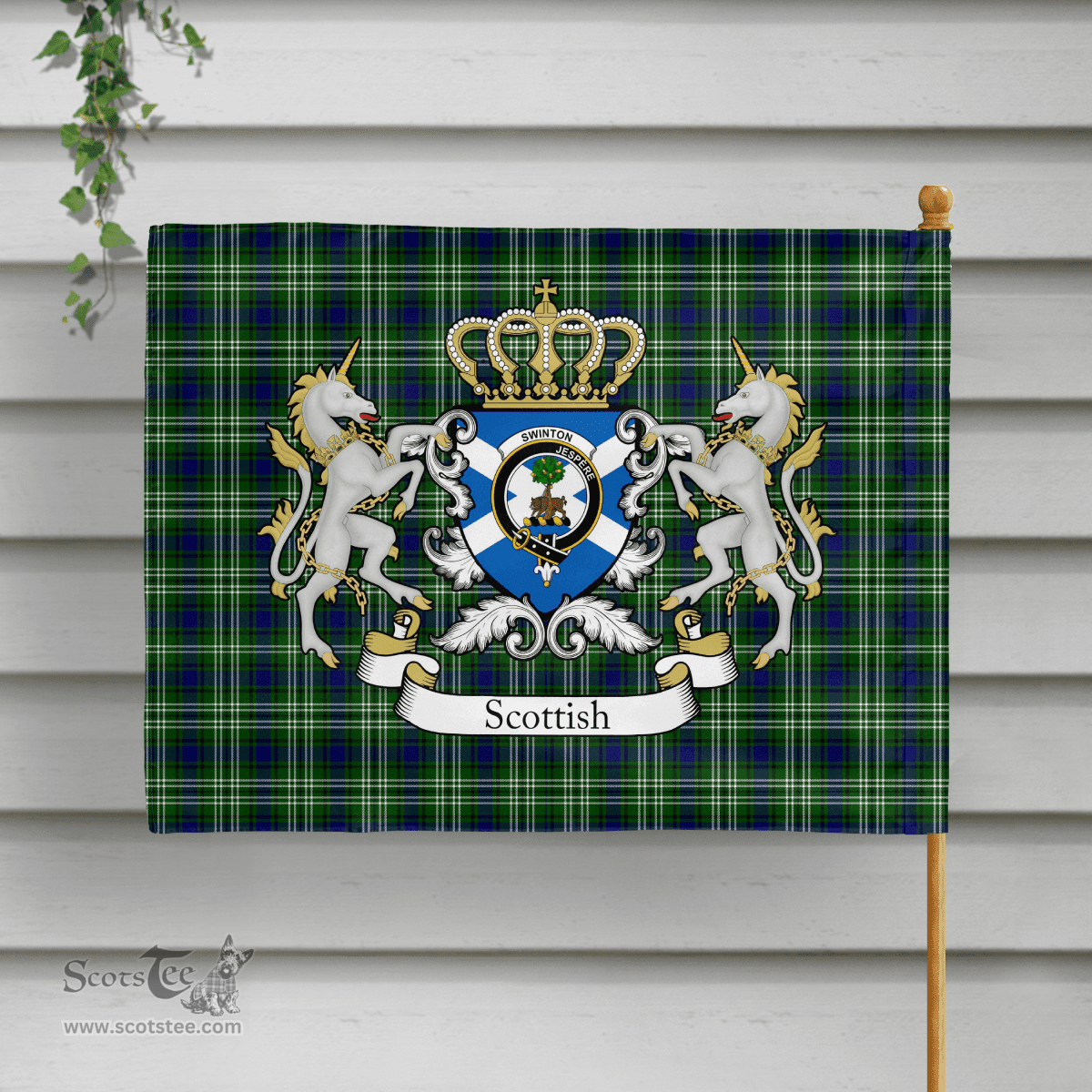 Scottish Swinton Clan Badge Tartan Coat of Arm Garden Flag - Tartan Plaid Flags Scottish Plaid Tartan Plaid - ScotsTee - scotstee.com