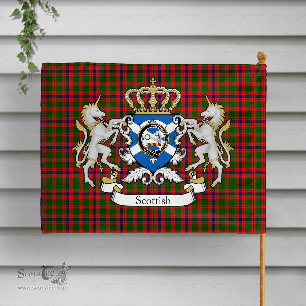 Scottish Skene Clan Badge Tartan Coat of Arm Garden Flag - Tartan Plaid Flags Scottish Plaid Tartan Plaid - ScotsTee - scotstee.com