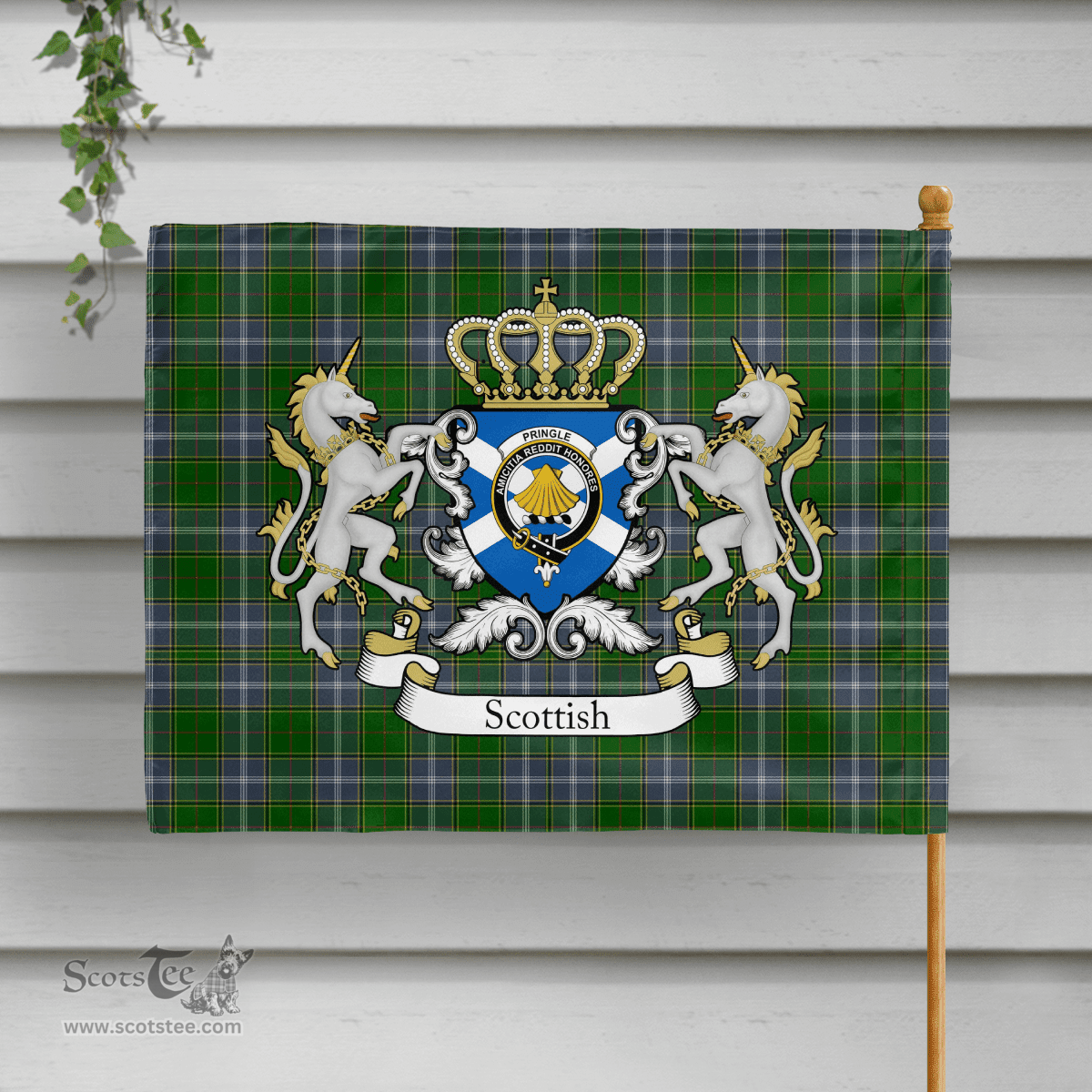 Scottish Pringle Clan Badge Tartan Coat of Arm Garden Flag Clan Badge Tartan Coat of Arm Garden Flag - Tartan Plaid Flags Scottish Plaid Tartan Plaid - ScotsTee - scotstee.com
