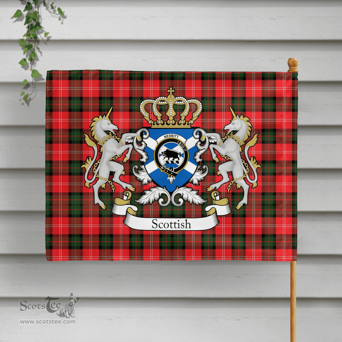 Scottish Nesbitt Clan Badge Tartan Coat of Arm Garden Flag - Tartan Plaid Flags Scottish Plaid Tartan Plaid - ScotsTee - scotstee.com