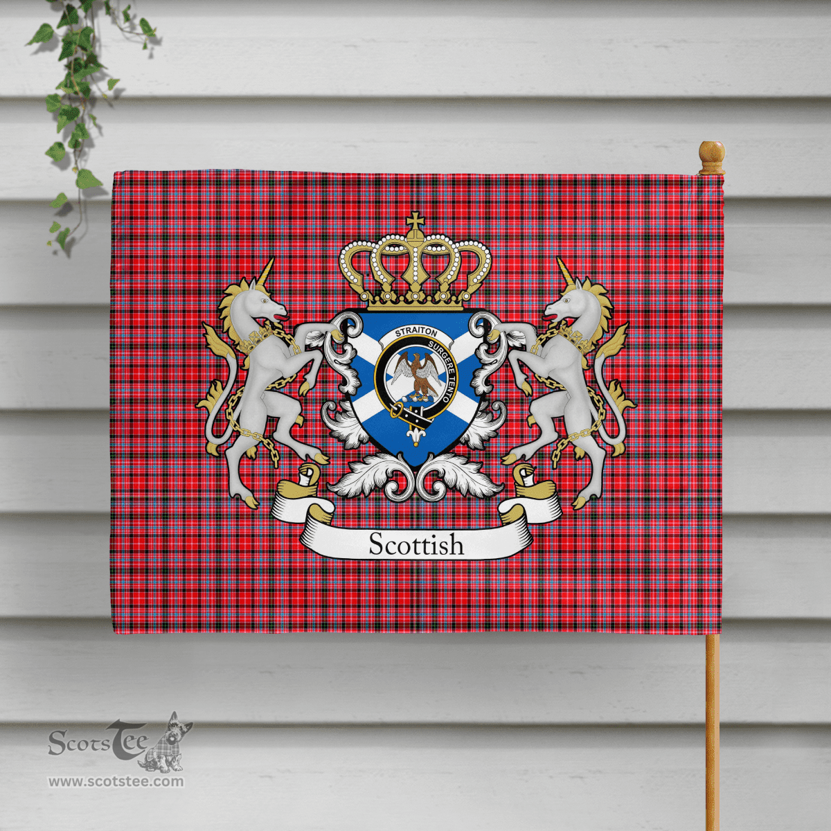 Scottish Straiton Clan Badge Tartan Coat of Arm Garden Flag - Tartan Plaid Flags Scottish Plaid Tartan Plaid - ScotsTee - scotstee.com