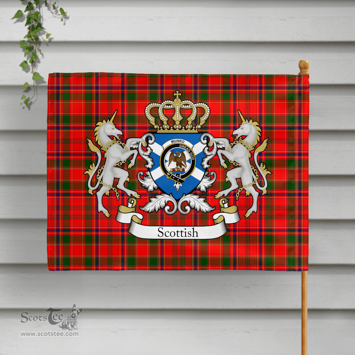 Scottish Munro Clan Badge Tartan Coat of Arm Garden Flag - Tartan Plaid Flags Scottish Plaid Tartan Plaid - ScotsTee - scotstee.com