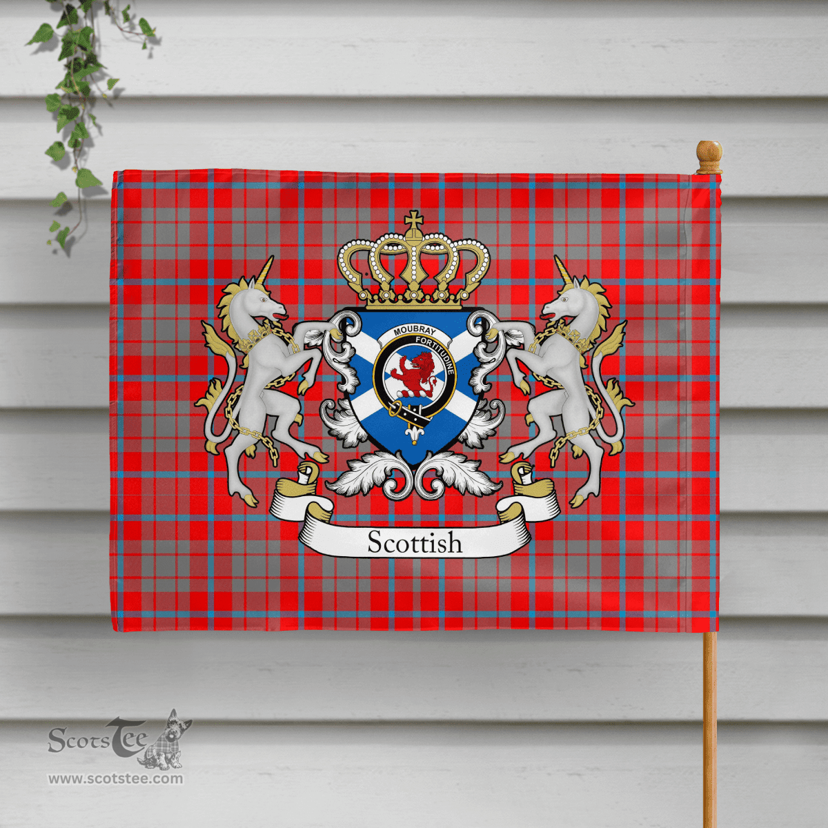Scottish Moubray Clan Badge Tartan Coat of Arm Garden Flag - Tartan Plaid Flags Scottish Plaid Tartan Plaid - ScotsTee - scotstee.com