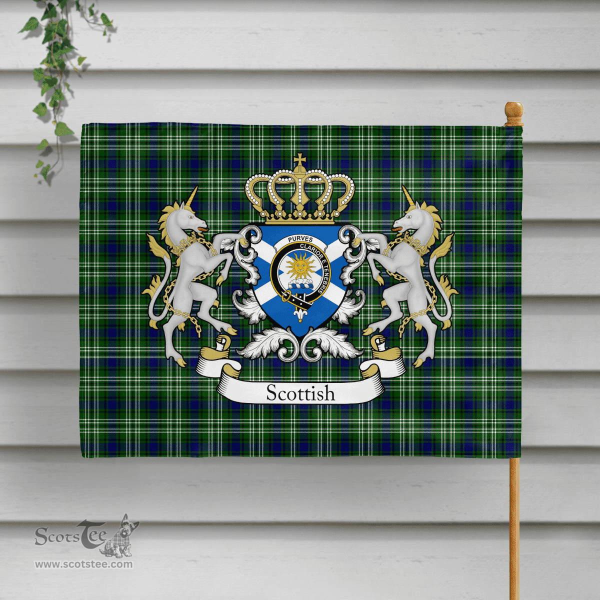 Scottish Purves Clan Badge Tartan Coat of Arm Garden Flag - Tartan Plaid Flags Scottish Plaid Tartan Plaid - ScotsTee - scotstee.com