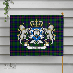 Scottish Shaw Of Sauchie Clan Badge Tartan Coat of Arm Garden Flag - Tartan Plaid Flags Scottish Plaid Tartan Plaid - ScotsTee - scotstee.com