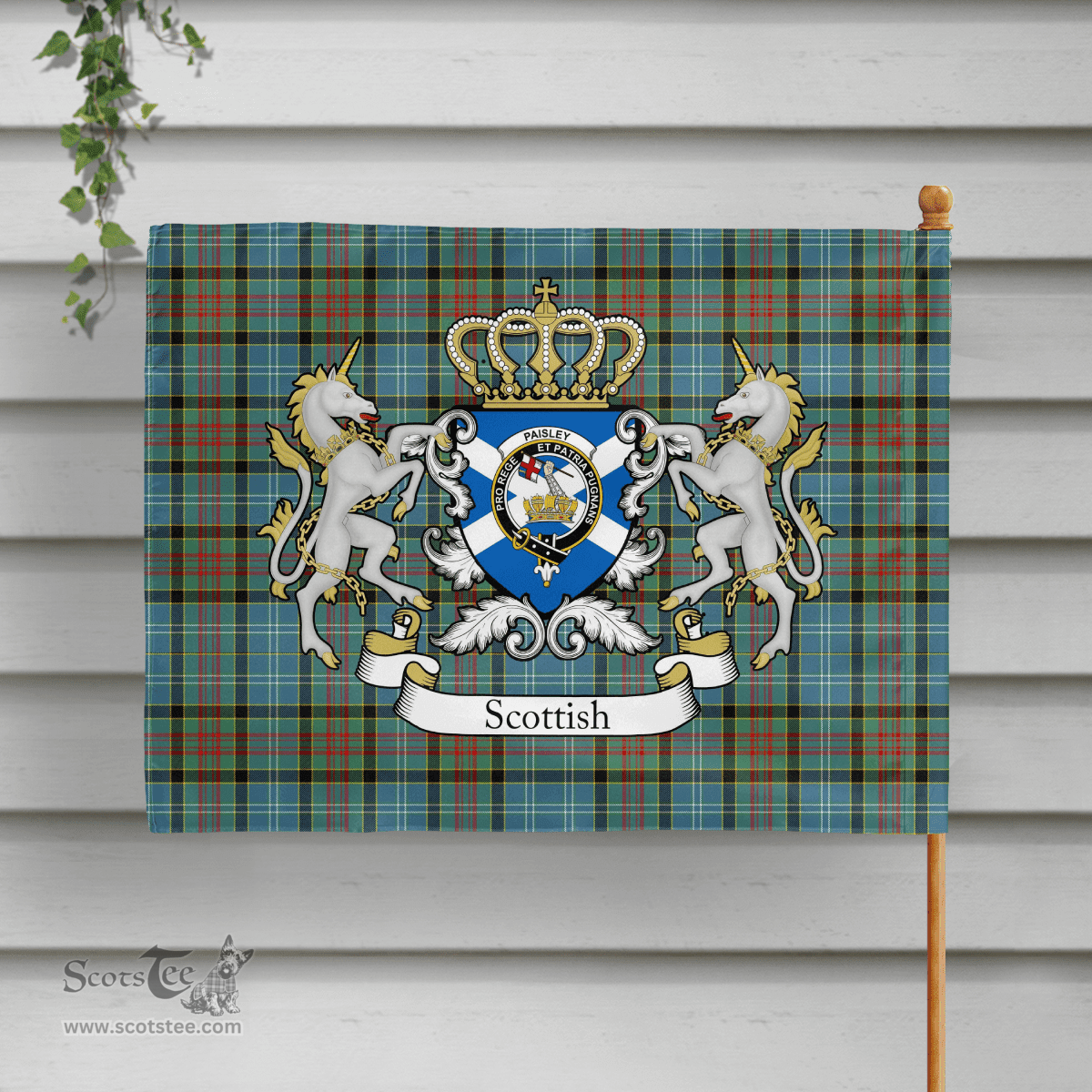 Scottish Paisley Clan Badge Tartan Coat of Arm Garden Flag - Tartan Plaid Flags Scottish Plaid Tartan Plaid - ScotsTee - scotstee.com