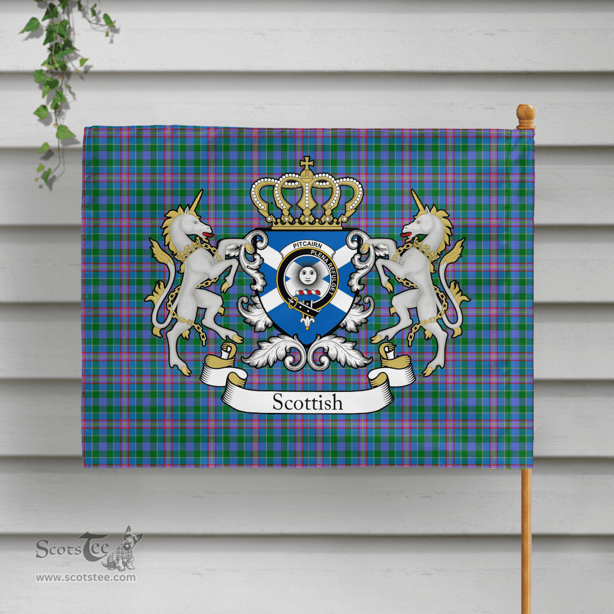 Scottish Pitcairn Clan Badge Tartan Coat of Arm Garden Flag Clan Badge Tartan Coat of Arm Garden Flag - Tartan Plaid Flags Scottish Plaid Tartan Plaid - ScotsTee - scotstee.com