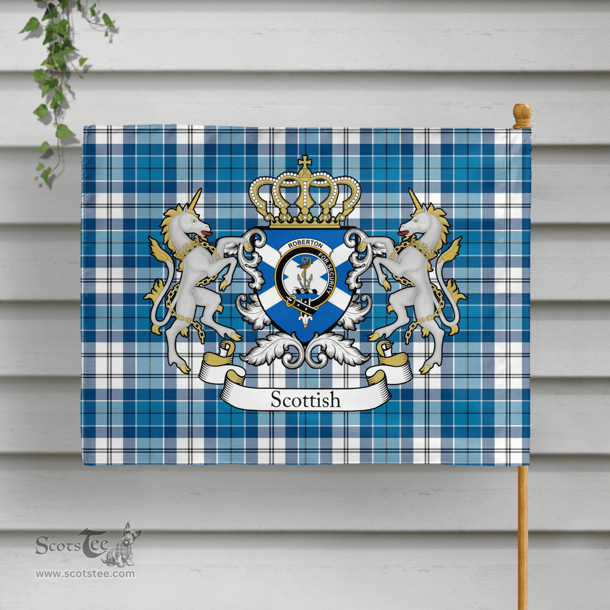Scottish Roberton Clan Badge Tartan Coat of Arm Garden Flag - Tartan Plaid Flags Scottish Plaid Tartan Plaid - ScotsTee - scotstee.com