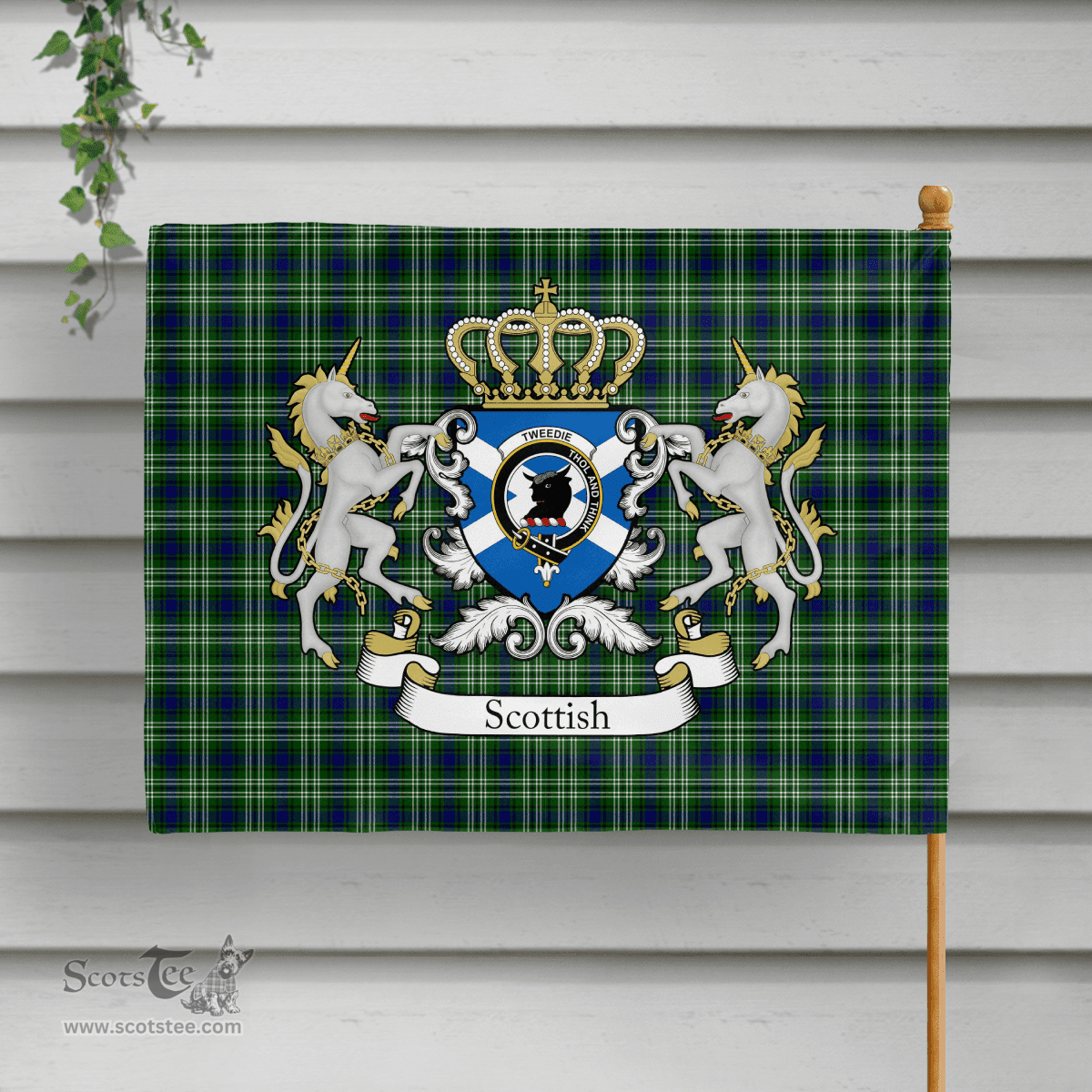Scottish Tweedie Clan Badge Tartan Coat of Arm Garden Flag - Tartan Plaid Flags Scottish Plaid Tartan Plaid - ScotsTee - scotstee.com