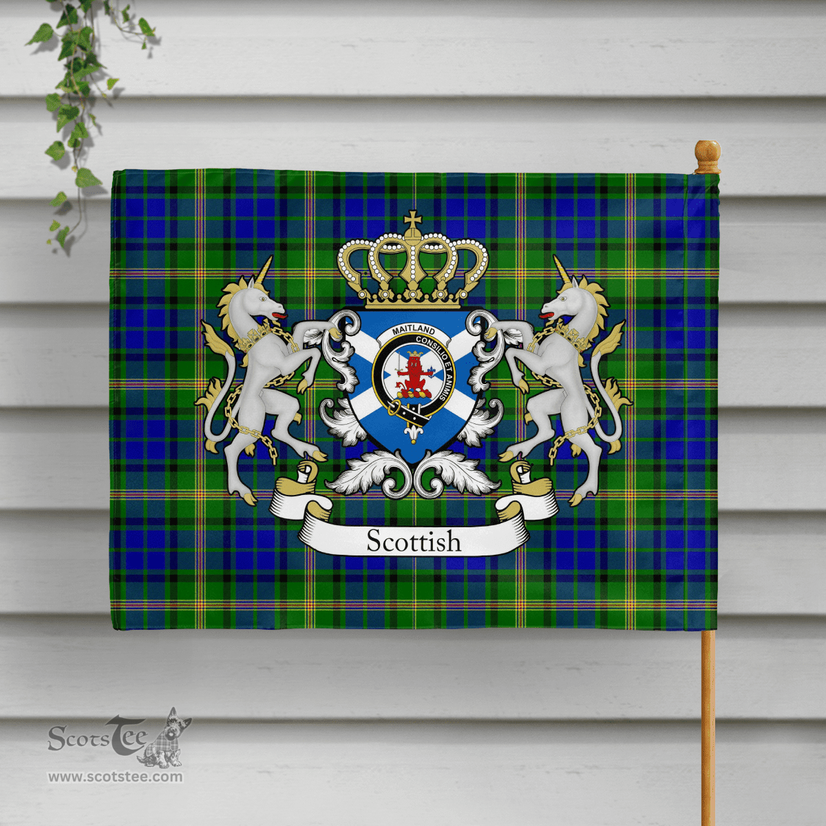 Scottish Maitland Clan Badge Tartan Coat of Arm Garden Flag - Tartan Plaid Flags Scottish Plaid Tartan Plaid - ScotsTee - scotstee.com