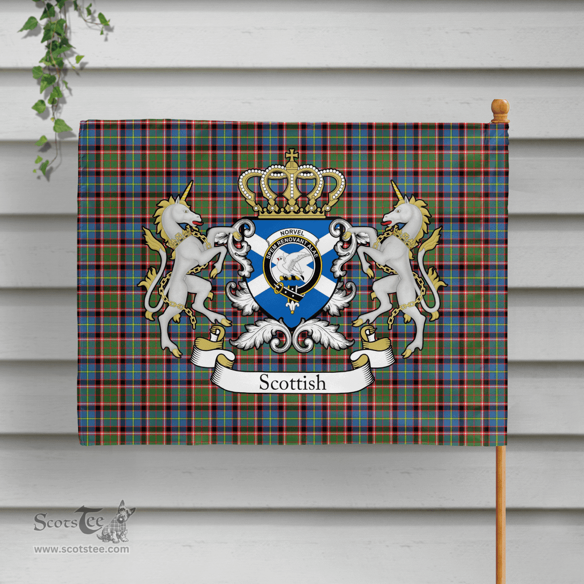 Scottish Norvel Clan Badge Tartan Coat of Arm Garden Flag - Tartan Plaid Flags Scottish Plaid Tartan Plaid - ScotsTee - scotstee.com