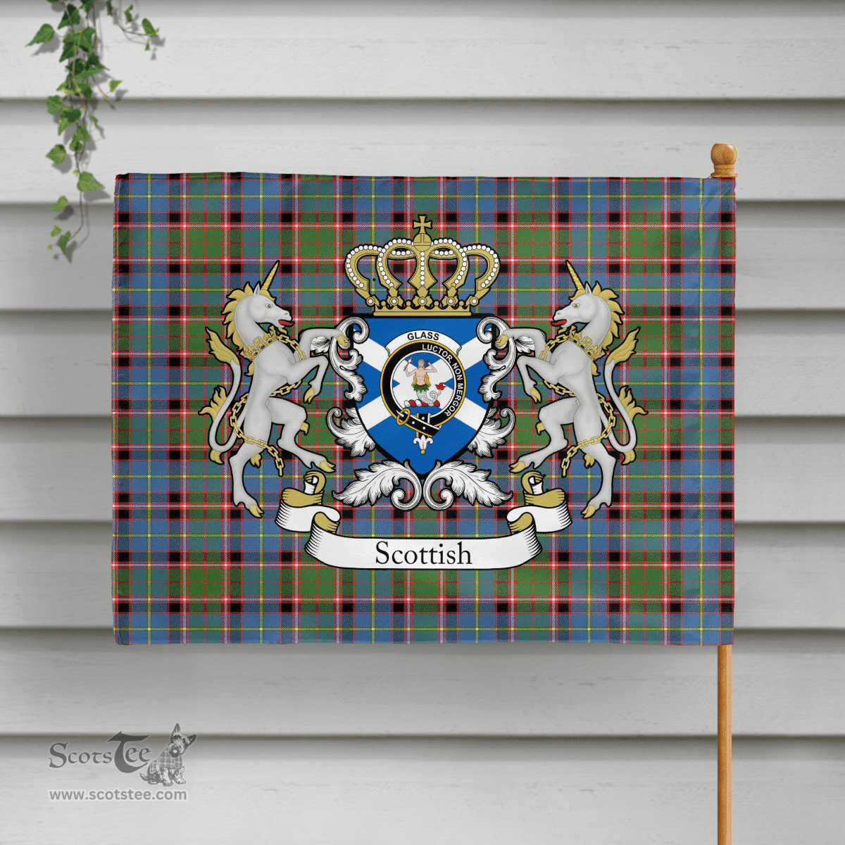 Scottish Glass Clan Badge Tartan Coat of Arm Garden Flag - Tartan Plaid Flags Scottish Plaid Tartan Plaid - ScotsTee - scotstee.com