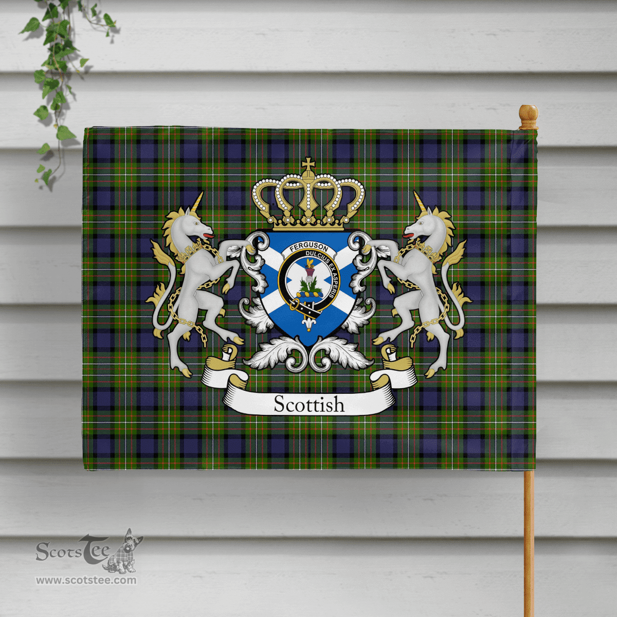 Scottish Ferguson Clan Badge Tartan Coat of Arm Garden Flag - Tartan Plaid Flags Scottish Plaid Tartan Plaid - ScotsTee - scotstee.com