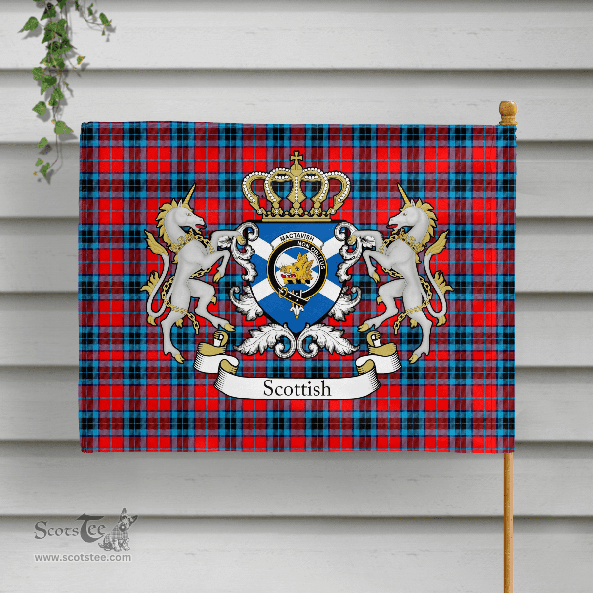 Scottish Mactavish Clan Badge Tartan Coat of Arm Garden Flag - Tartan Plaid Flags Scottish Plaid Tartan Plaid - ScotsTee - scotstee.com