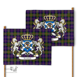 Scottish Chalmers Balnacraig Clan Badge Tartan Coat of Arm Garden Flag - Tartan Plaid Flags Scottish Plaid Tartan Plaid - ScotsTee - scotstee.com