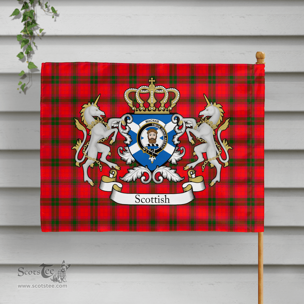 Scottish Macnab Clan Badge Tartan Coat of Arm Garden Flag - Tartan Plaid Flags Scottish Plaid Tartan Plaid - ScotsTee - scotstee.com