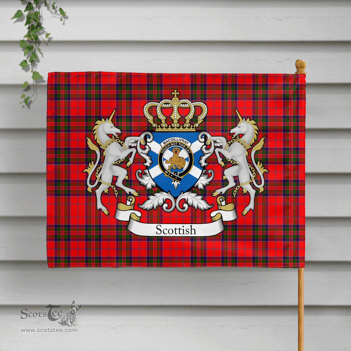 Scottish Macgillivray Clan Badge Tartan Coat of Arm Garden Flag - Tartan Plaid Flags Scottish Plaid Tartan Plaid - ScotsTee - scotstee.com