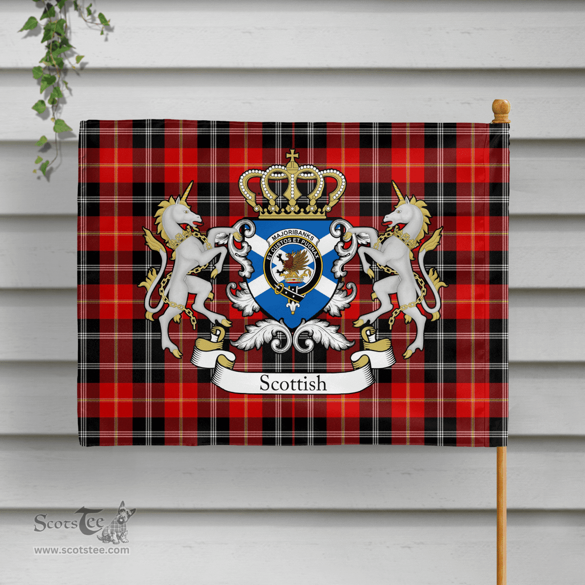 Scottish Majoribanks Clan Badge Tartan Coat of Arm Garden Flag - Tartan Plaid Flags Scottish Plaid Tartan Plaid - ScotsTee - scotstee.com