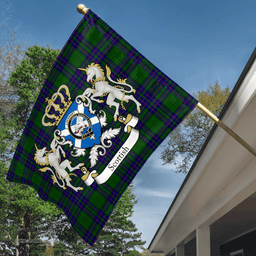 Scottish Lockhart Clan Badge Tartan Coat of Arm Garden Flag - Tartan Plaid Flags Scottish Plaid Tartan Plaid - ScotsTee - scotstee.com