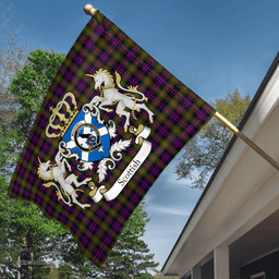 Scottish Macdonell Of Glengarry Clan Badge Tartan Coat of Arm Garden Flag - Tartan Plaid Flags Scottish Plaid Tartan Plaid - ScotsTee - scotstee.com