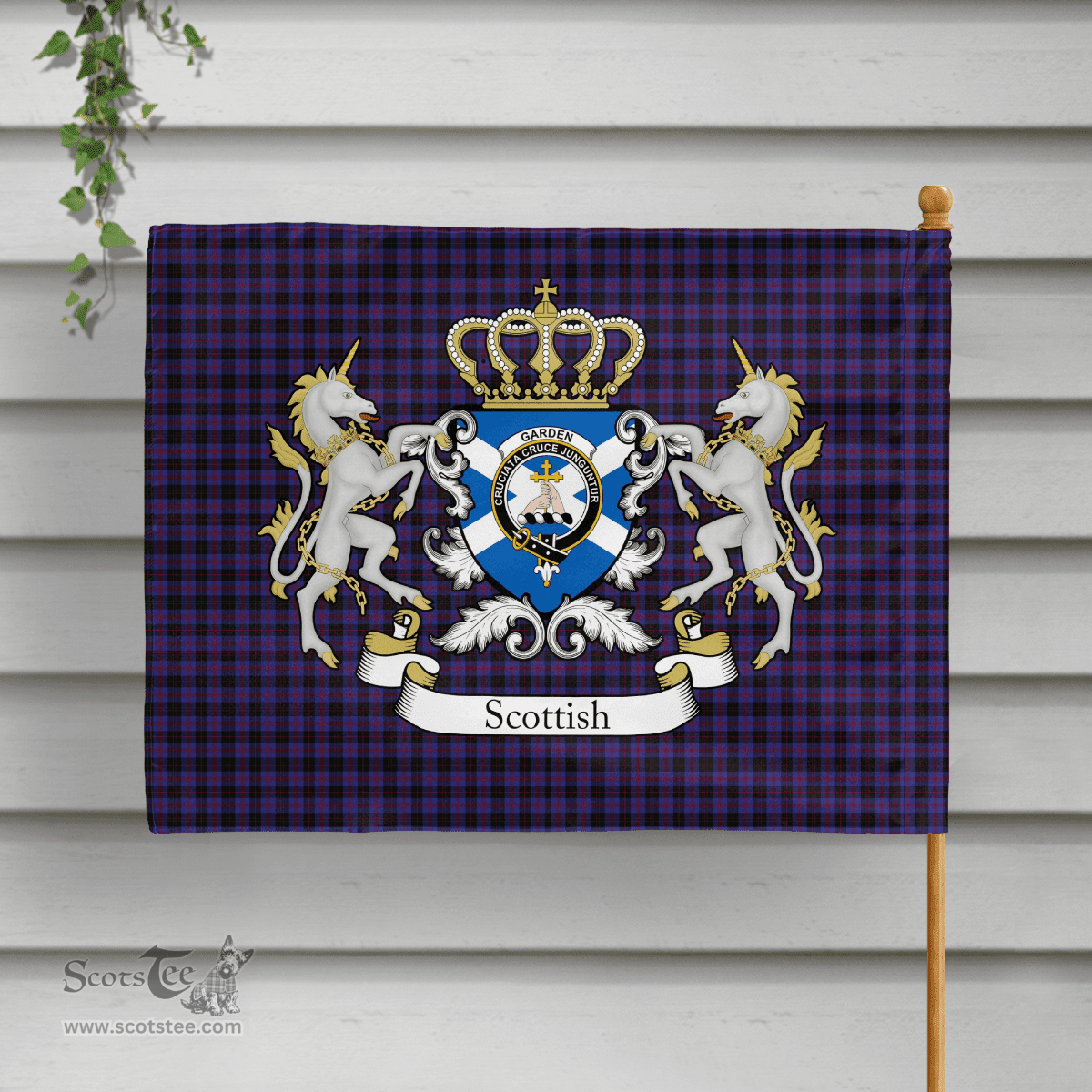 Scottish Garden Clan Badge Tartan Coat of Arm Garden Flag - Tartan Plaid Flags Scottish Plaid Tartan Plaid - ScotsTee - scotstee.com