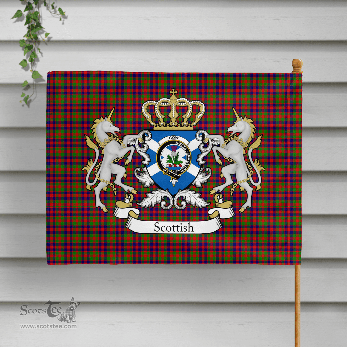 Scottish Gow Of Skeoch Clan Badge Tartan Coat of Arm Garden Flag - Tartan Plaid Flags Scottish Plaid Tartan Plaid - ScotsTee - scotstee.com