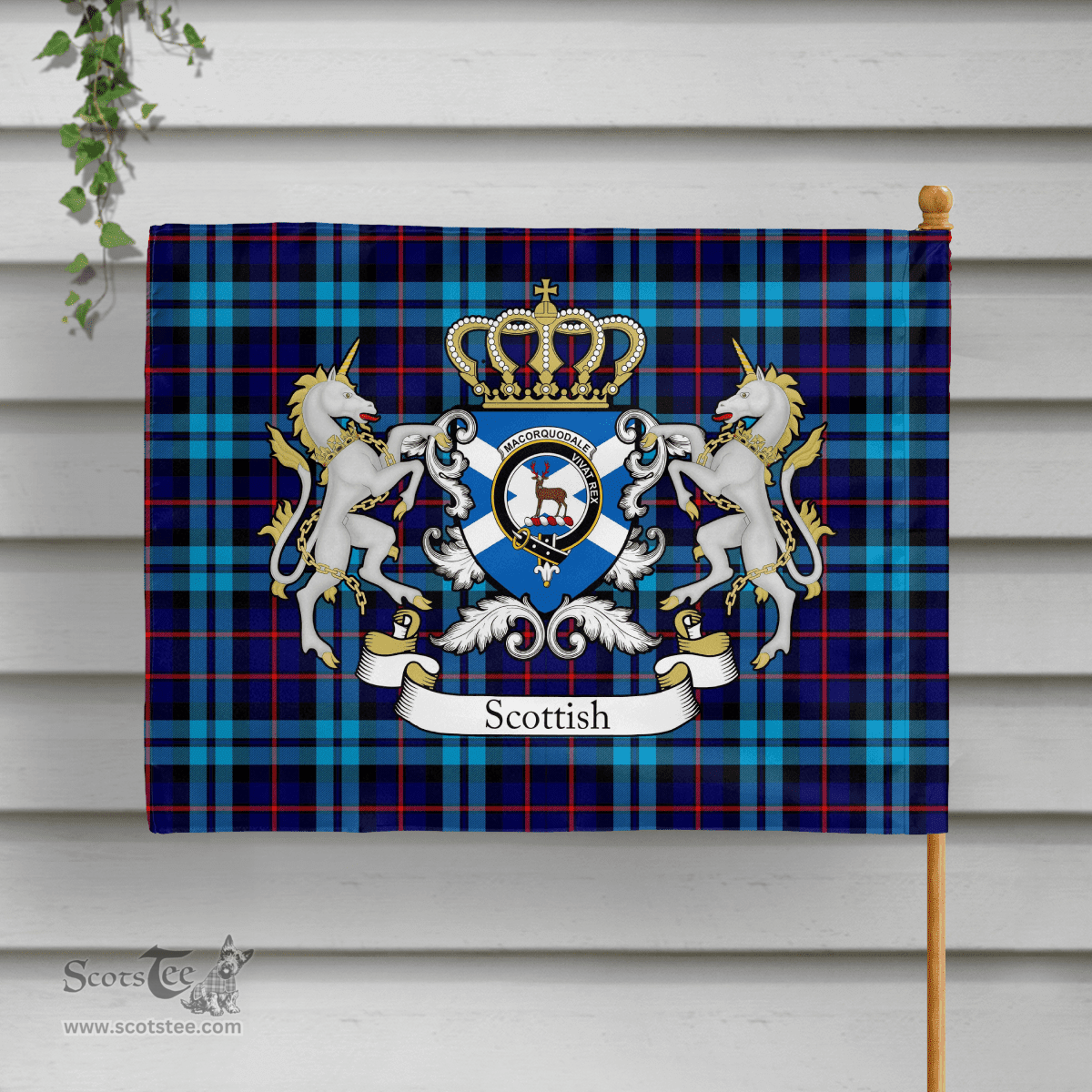 Scottish Maccorquodale Clan Badge Tartan Coat of Arm Garden Flag - Tartan Plaid Flags Scottish Plaid Tartan Plaid - ScotsTee - scotstee.com