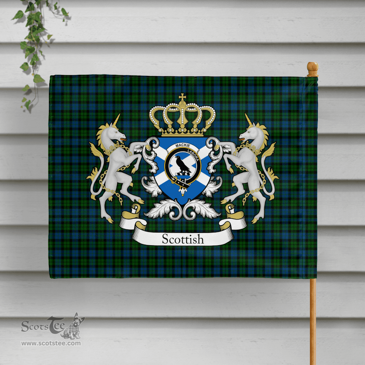Scottish Mackie Clan Badge Tartan Coat of Arm Garden Flag - Tartan Plaid Flags Scottish Plaid Tartan Plaid - ScotsTee - scotstee.com